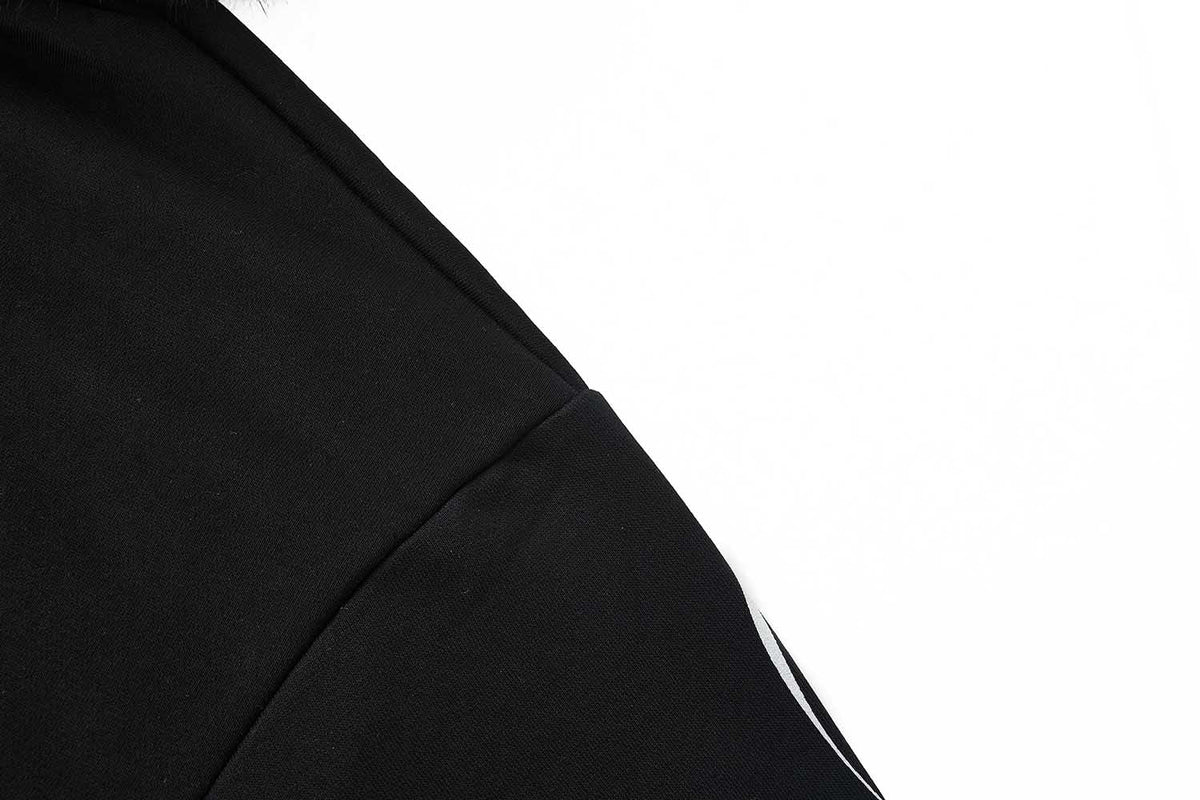Madxmarx Faux Fur Hood Graphic Zip-Up Hoodie