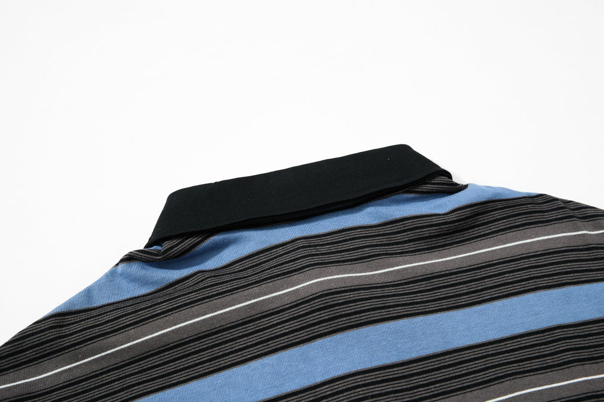 Madxmarx Striped Embroidered Rugby Polo Long Sleeve