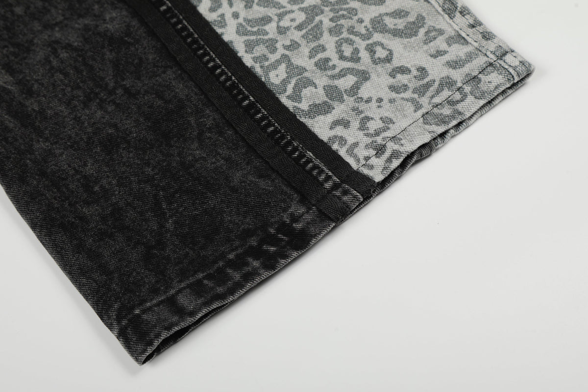 Pantalon en jean à empiècement léopard Madxmarx