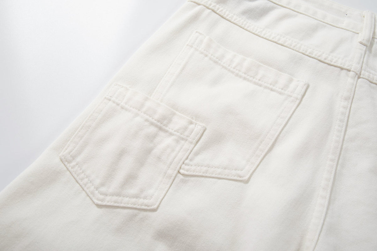 Jeans Wide-Leg Branco Clean-Edge Madxmarx