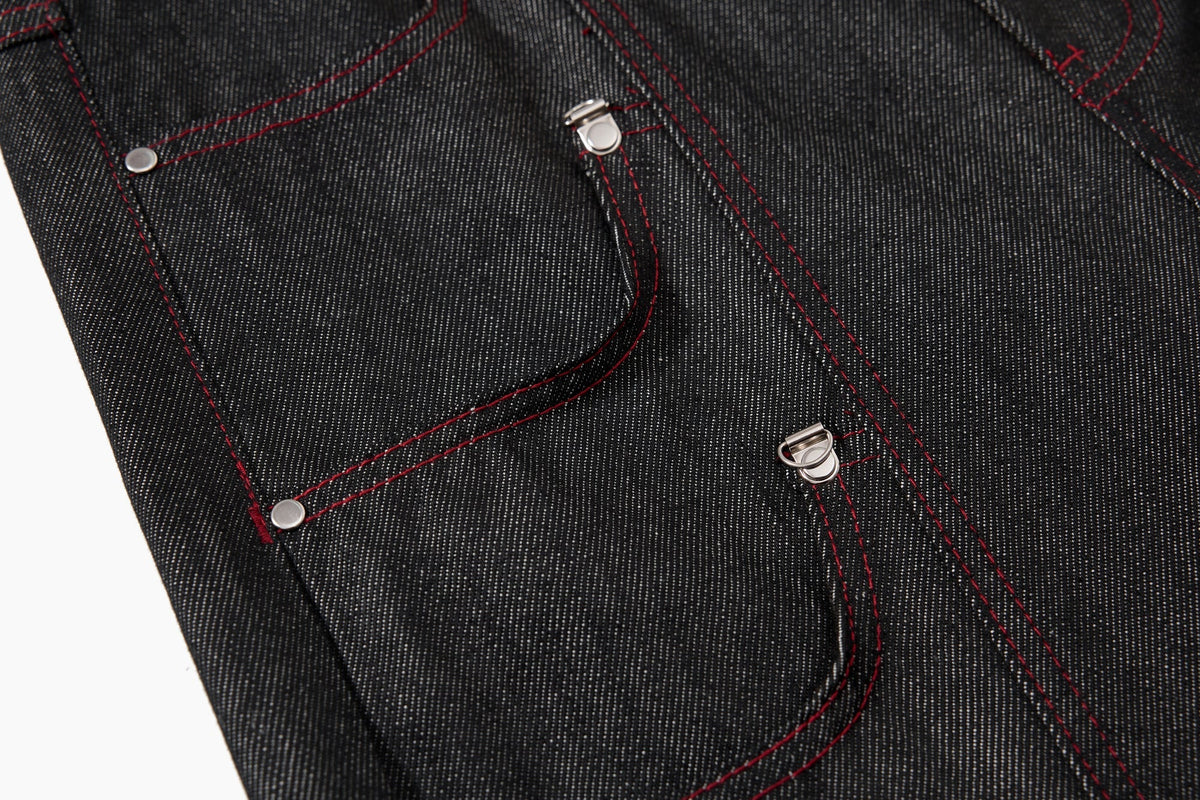 Pantalon en jean à poches multiples surpiqué Madxmarx