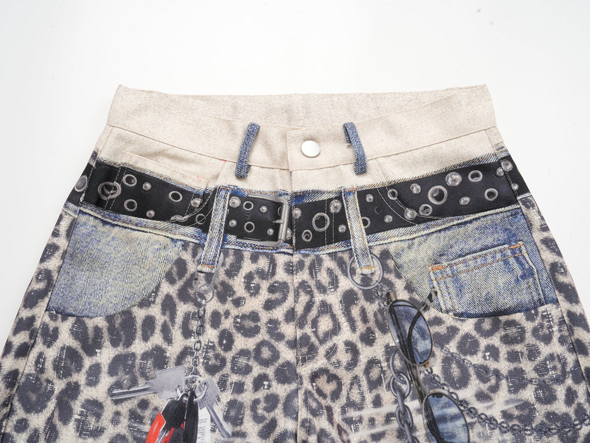 Pantalon en résille à patchwork léopard Madxmarx