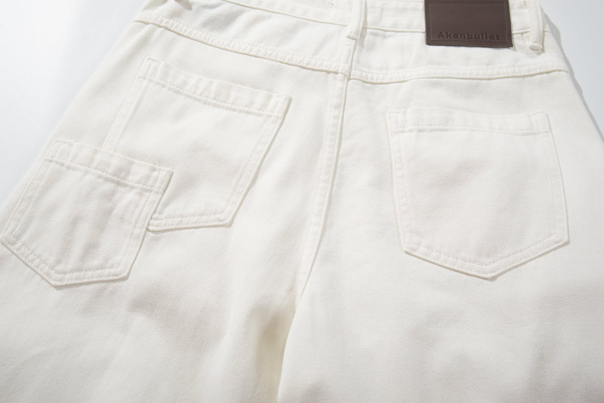 Jeans Wide-Leg Branco Clean-Edge Madxmarx