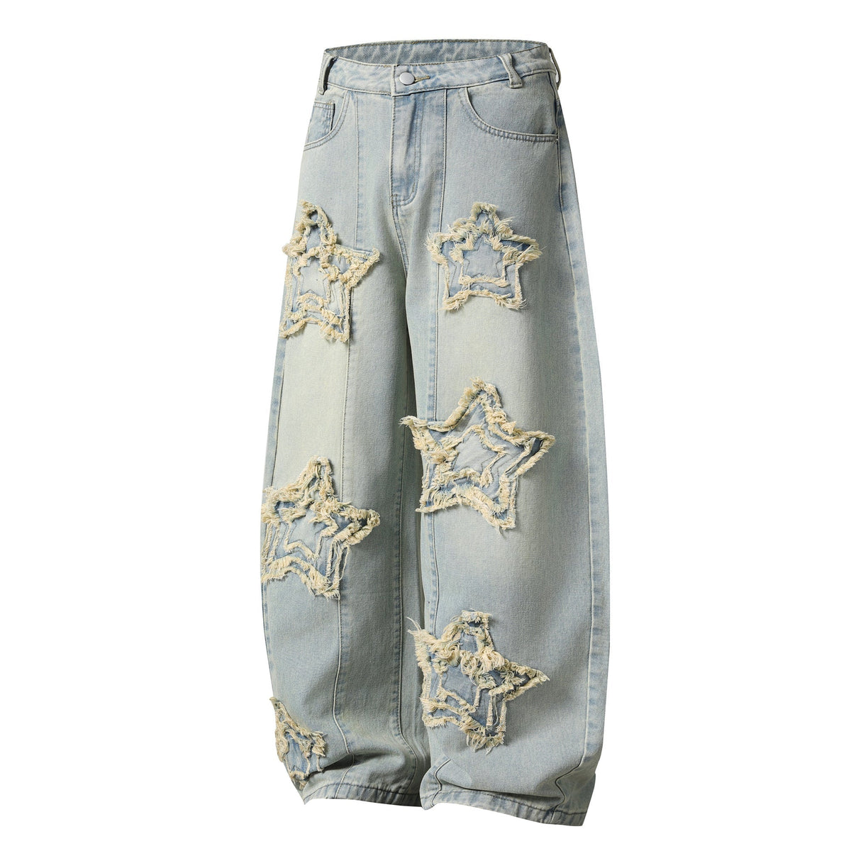 Jeans de pierna ancha con efecto desgastado y estrellas de Madxmarx