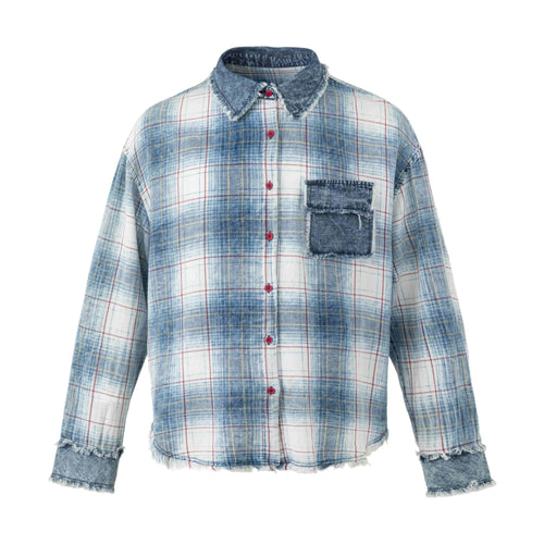 Madxmarx Vintage Plaid Flannel Shirt - S / Blue