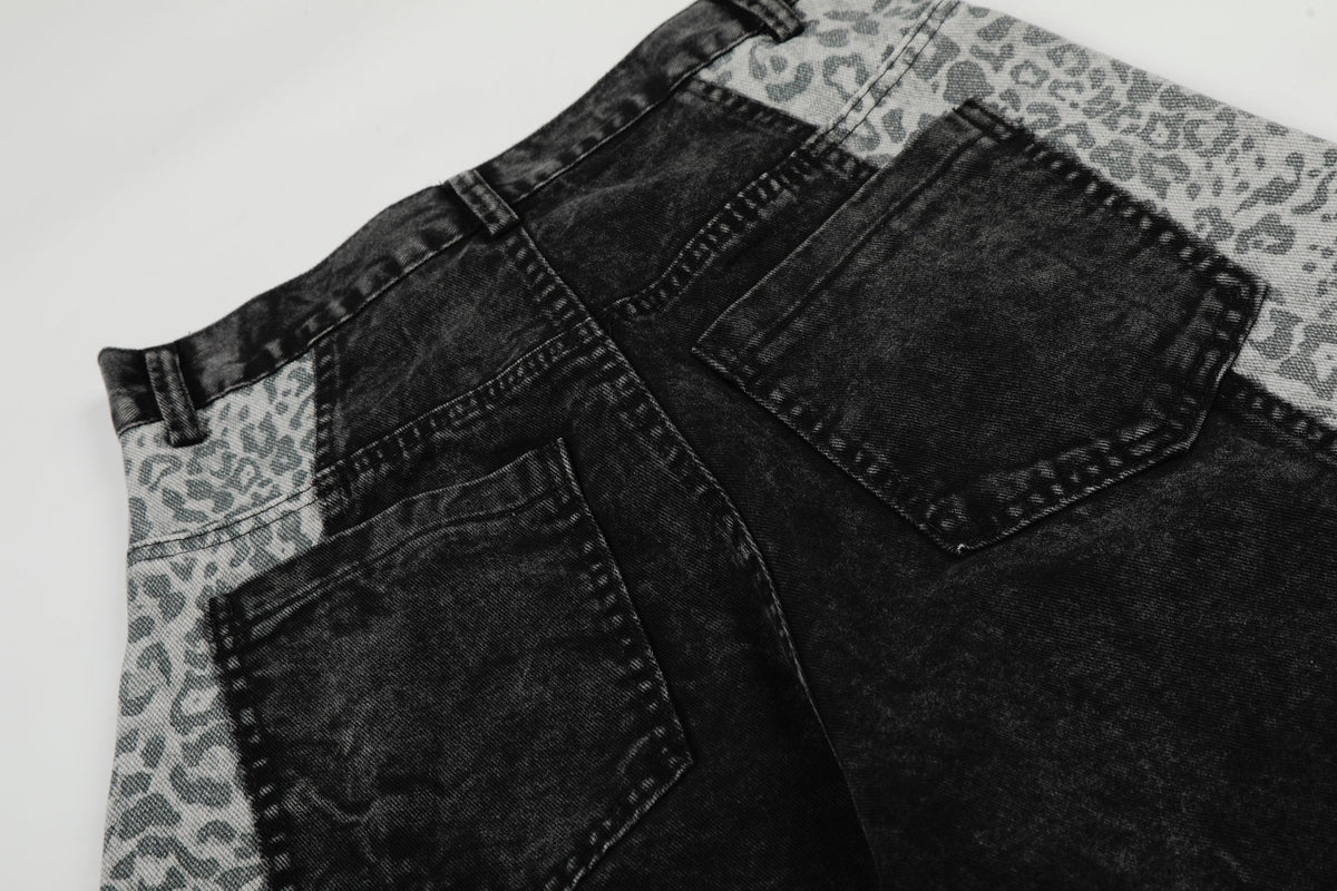 Pantalon en jean à empiècement léopard Madxmarx