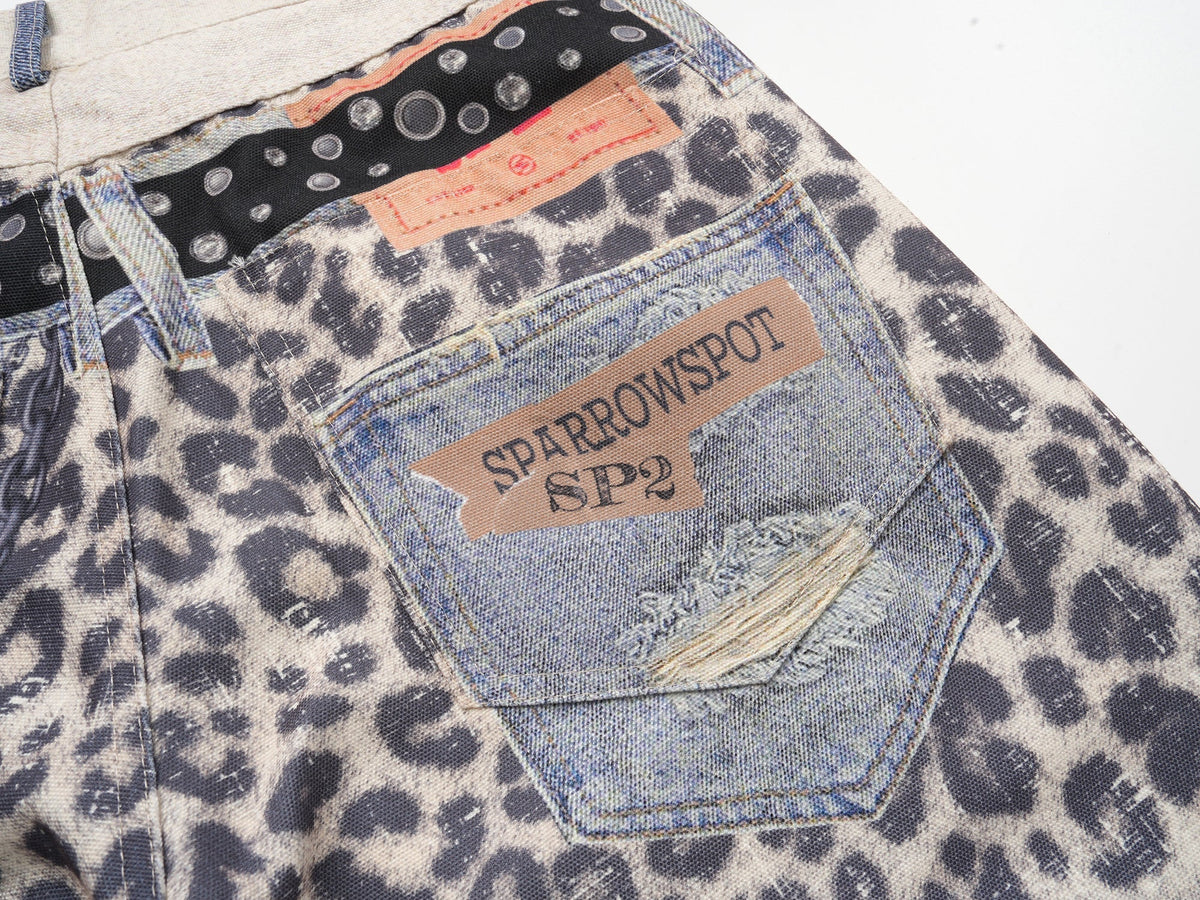 Pantalon en résille à patchwork léopard Madxmarx