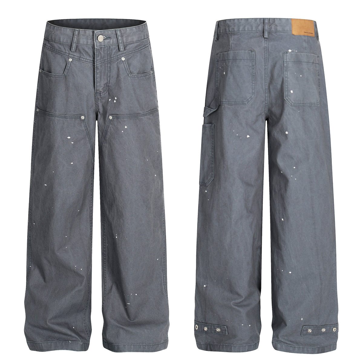 Madxmarx Paint-Splatter Utility Wide-Leg Jeans