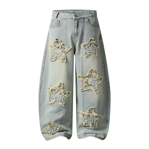 Madxmarx “Star Distressed Wide-Leg Jeans” - XS / As Shown