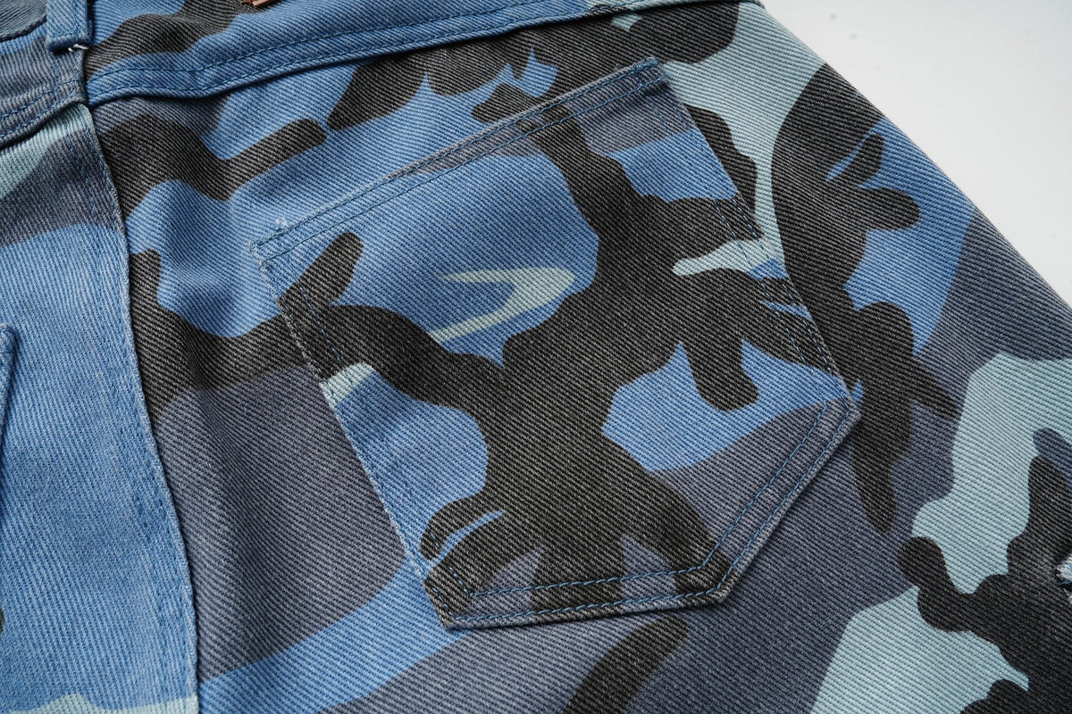 Madxmarx Blue Camo Cargo Pants