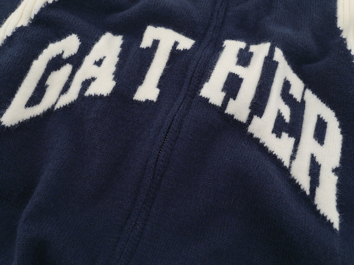Madxmarx Gather Varsity Knit Zip Jacket