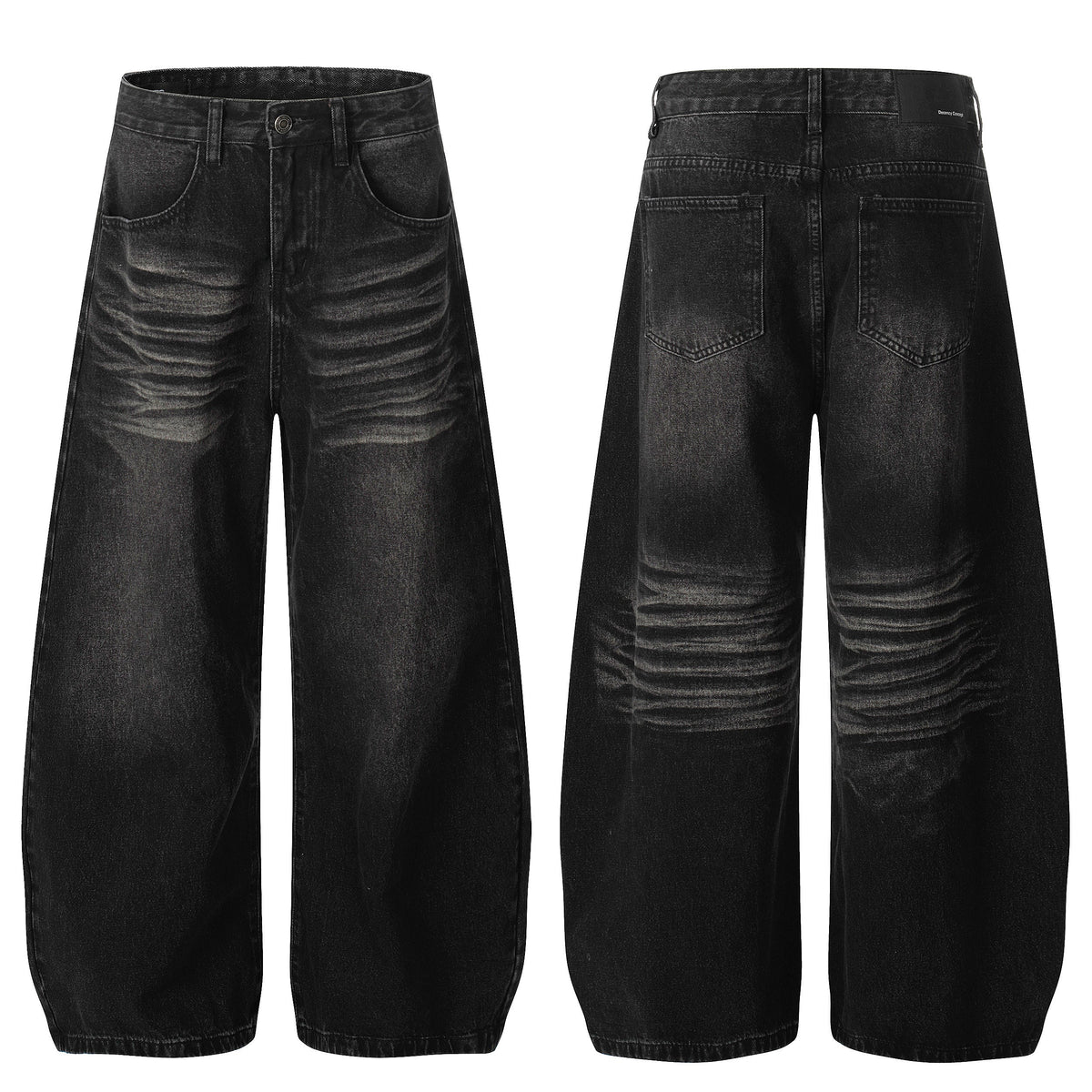 Madxmarx Vintage Whisker Wash Balloon Wide-Leg Jeans