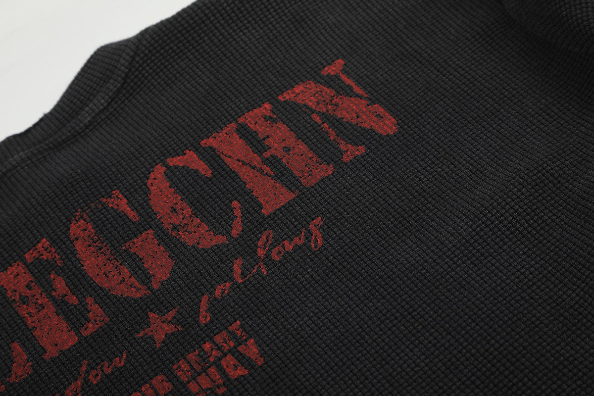 Madxmarx Vintage Graphic Waffle Long Sleeve Tee