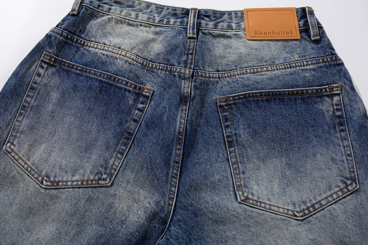 Jean large délavé à effet usé Madxmarx