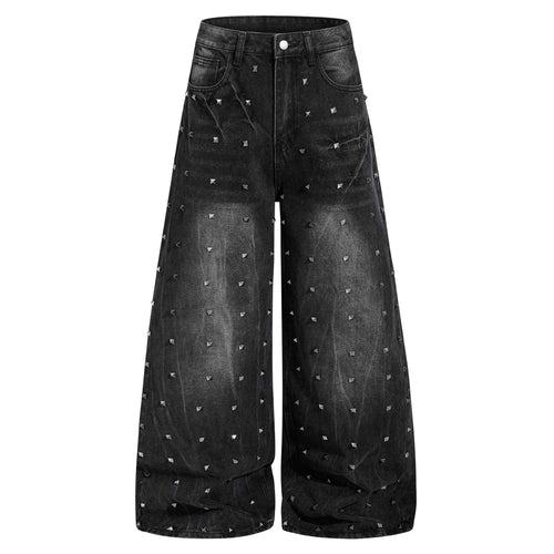 Madxmarx Studded Wide-Leg Denim Jeans - XS / Black
