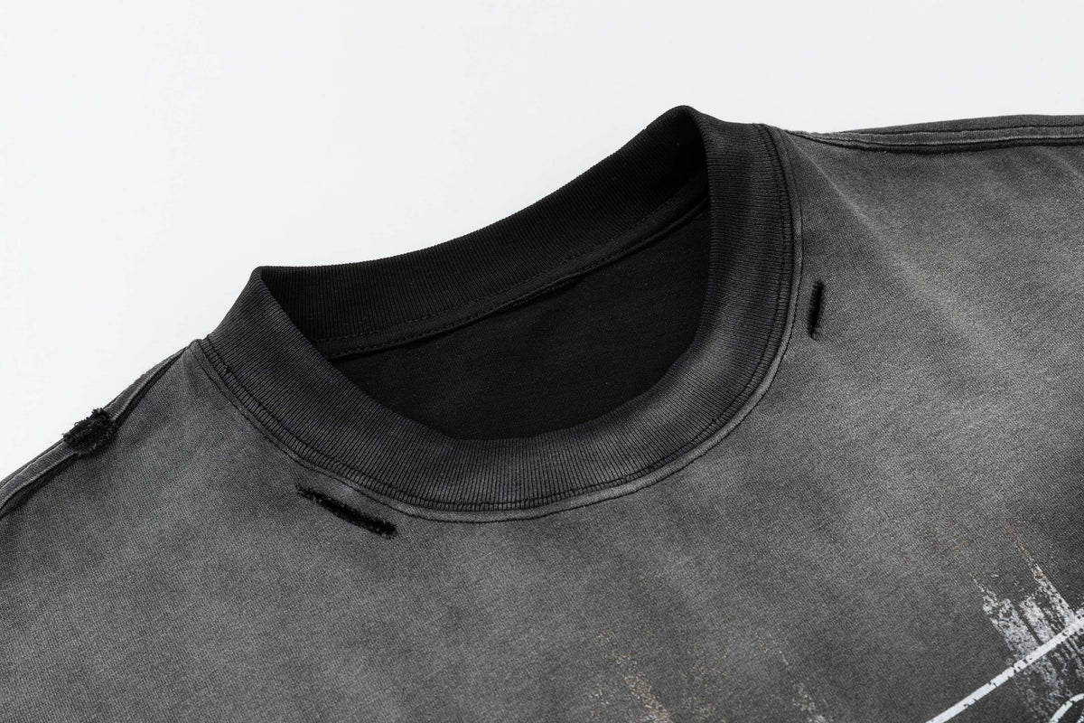 Madxmarx Layered Camo Sleeve Washed T-Shirt