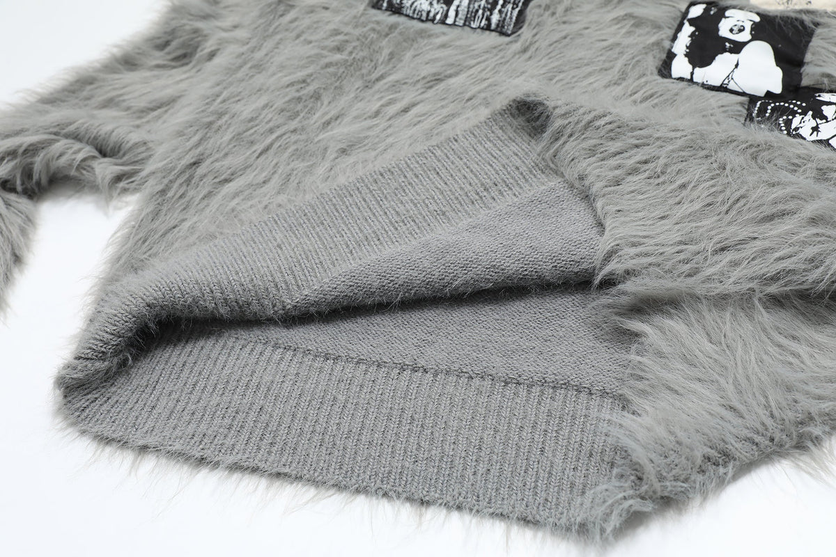 Madxmarx Fuzzy Patch Knit Sweater