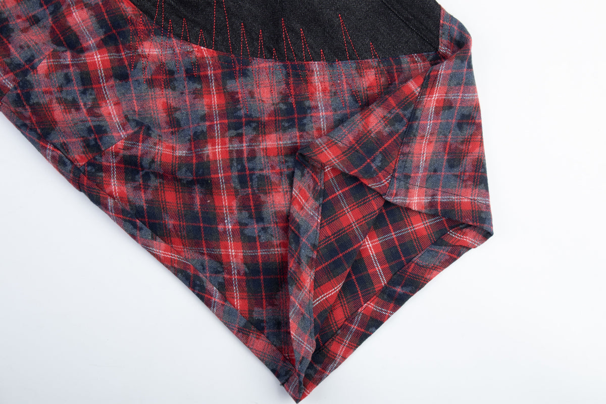 Madxmarx Layered Plaid Panel Wide-Leg Pants