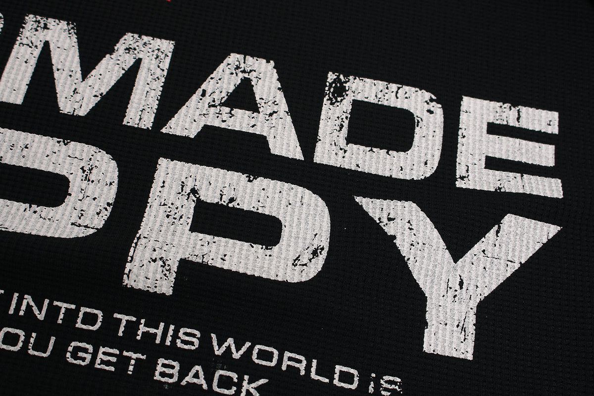 Camiseta de Manga Longa Waffle com Estampa Cruz Madxmarx