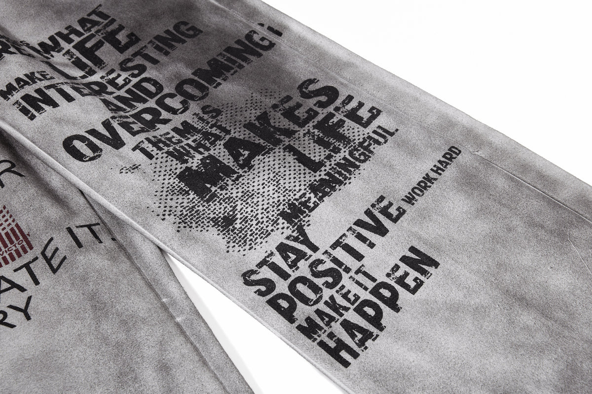 Pantalon large délavé à motif graphique Madxmarx
