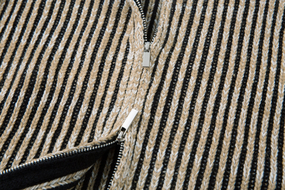 Madxmarx Striped Textured Zip Jacket
