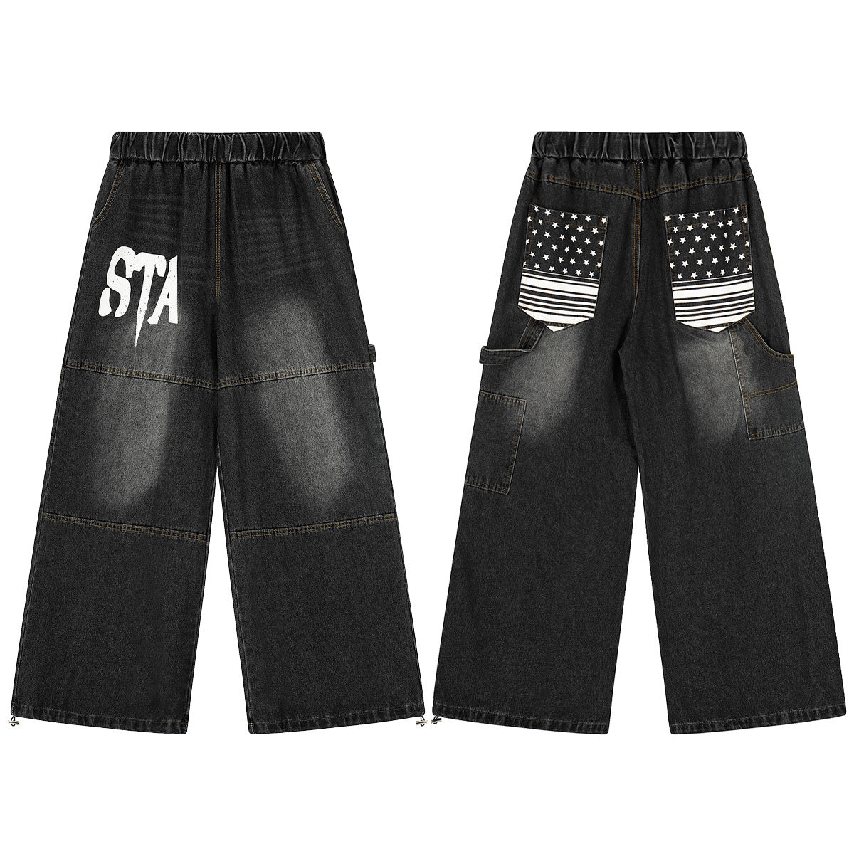 Pantalon en jean large « Star Flag » de Madxmarx