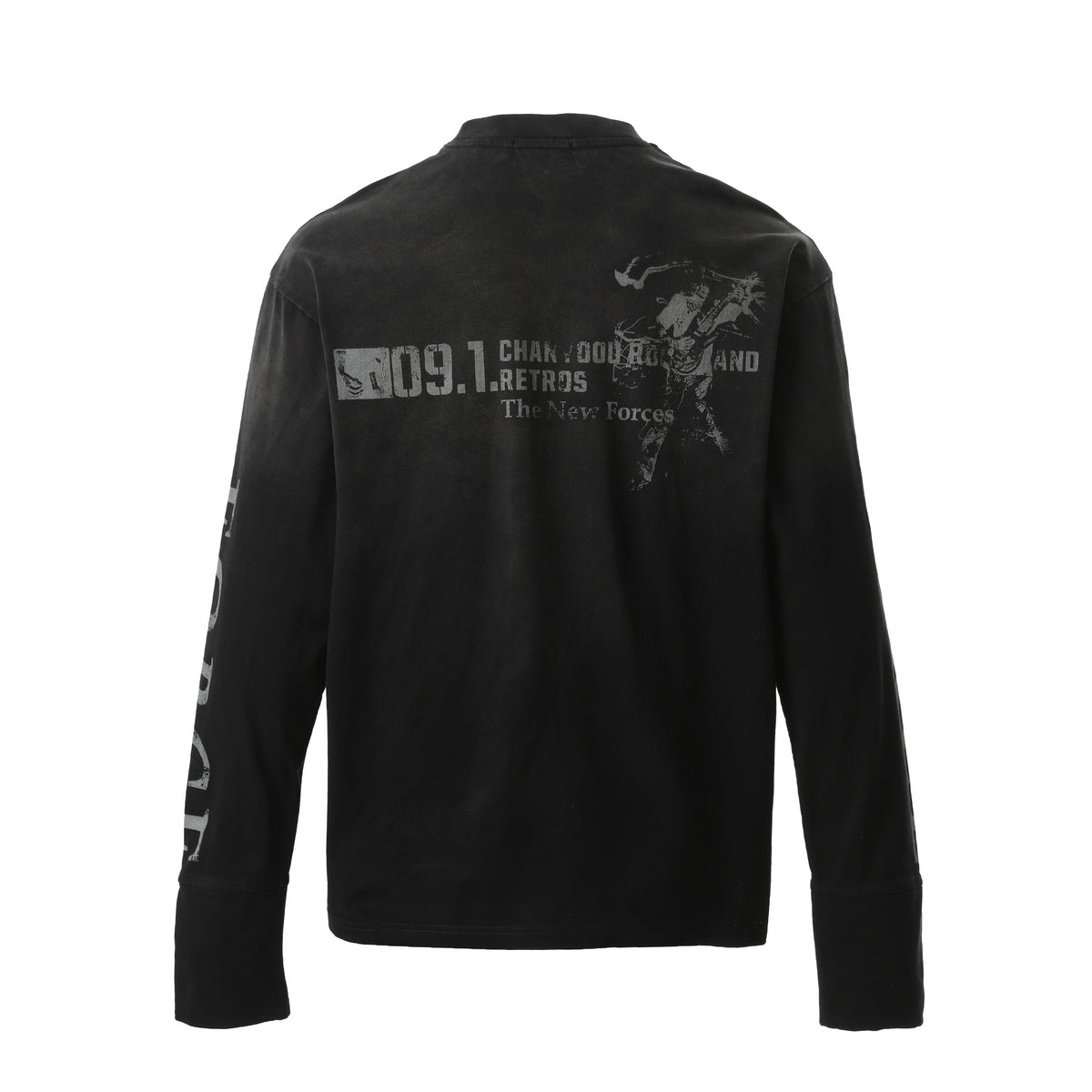 Madxmarx Distressed Number Graphic Long-Sleeve Tee