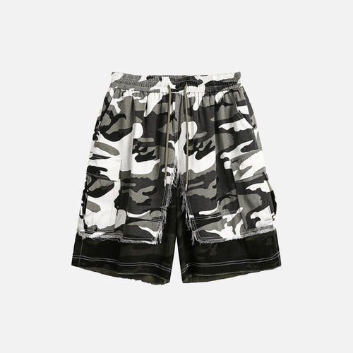 Rugged Camo Distressed Shorts - Camouflage / M