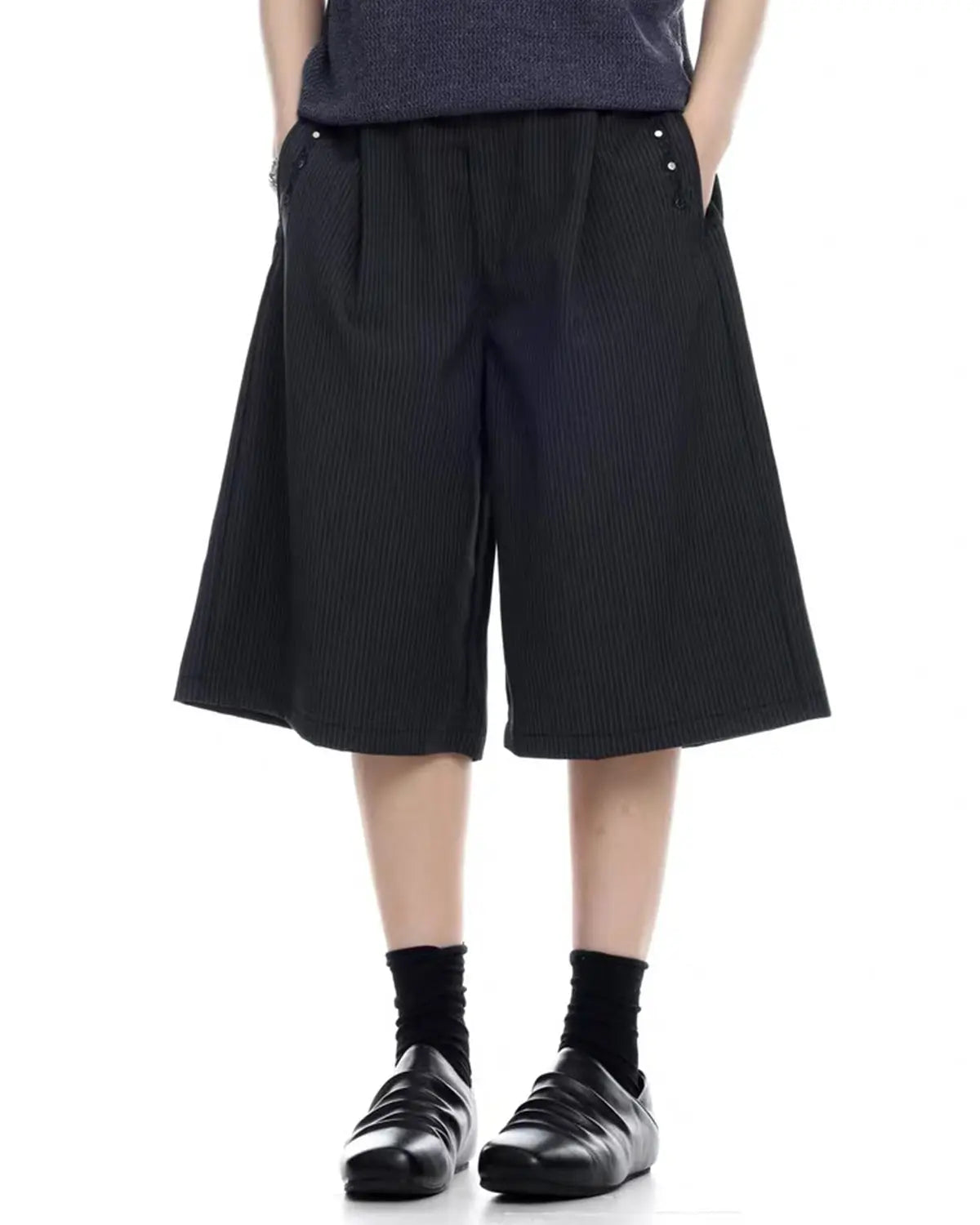 Pinstripe Stud Detail Tailored Shorts