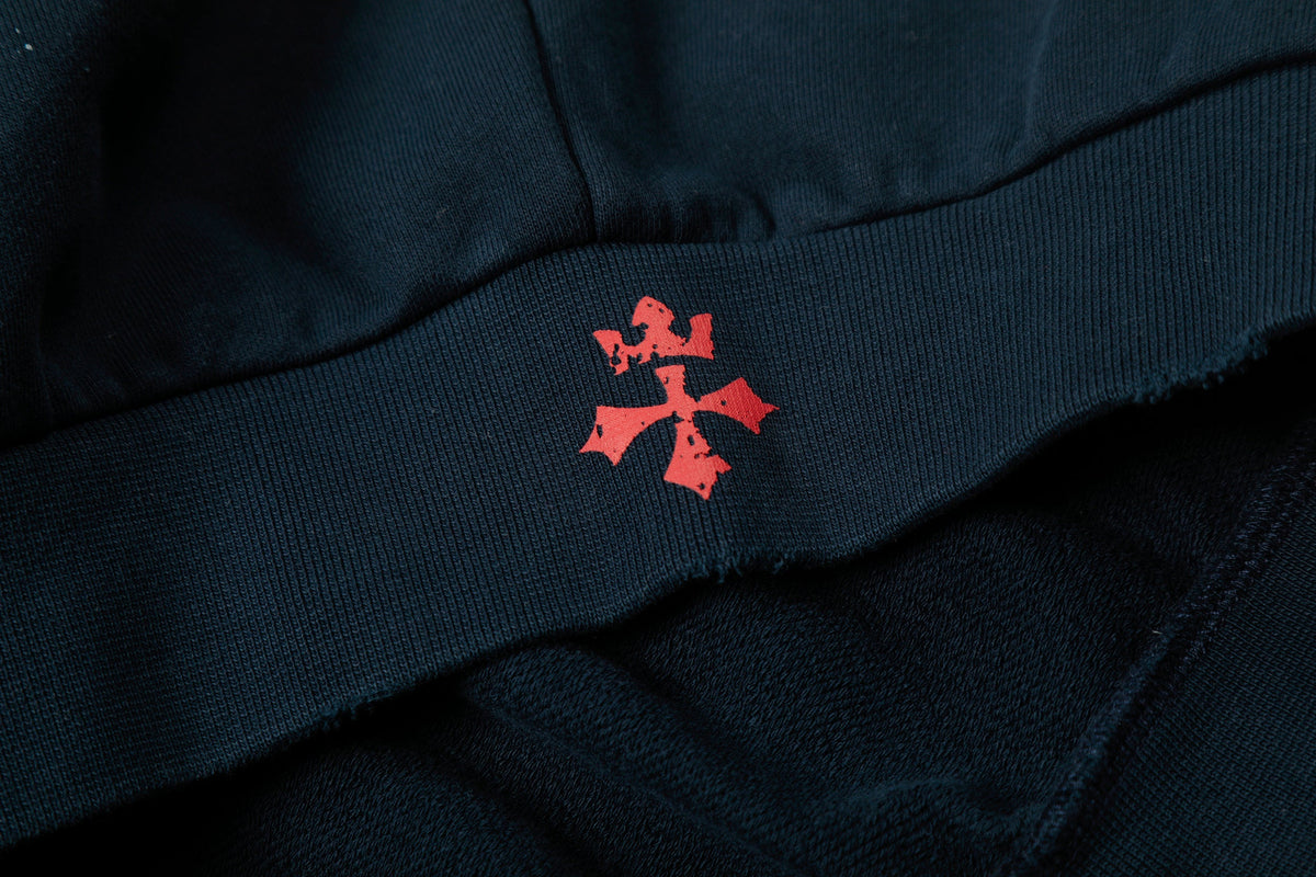 Madxmarx Distressed Crest Zip-Up Hoodie