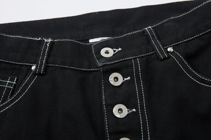 Madxmarx Embroidered Crest Wide-Leg Jeans