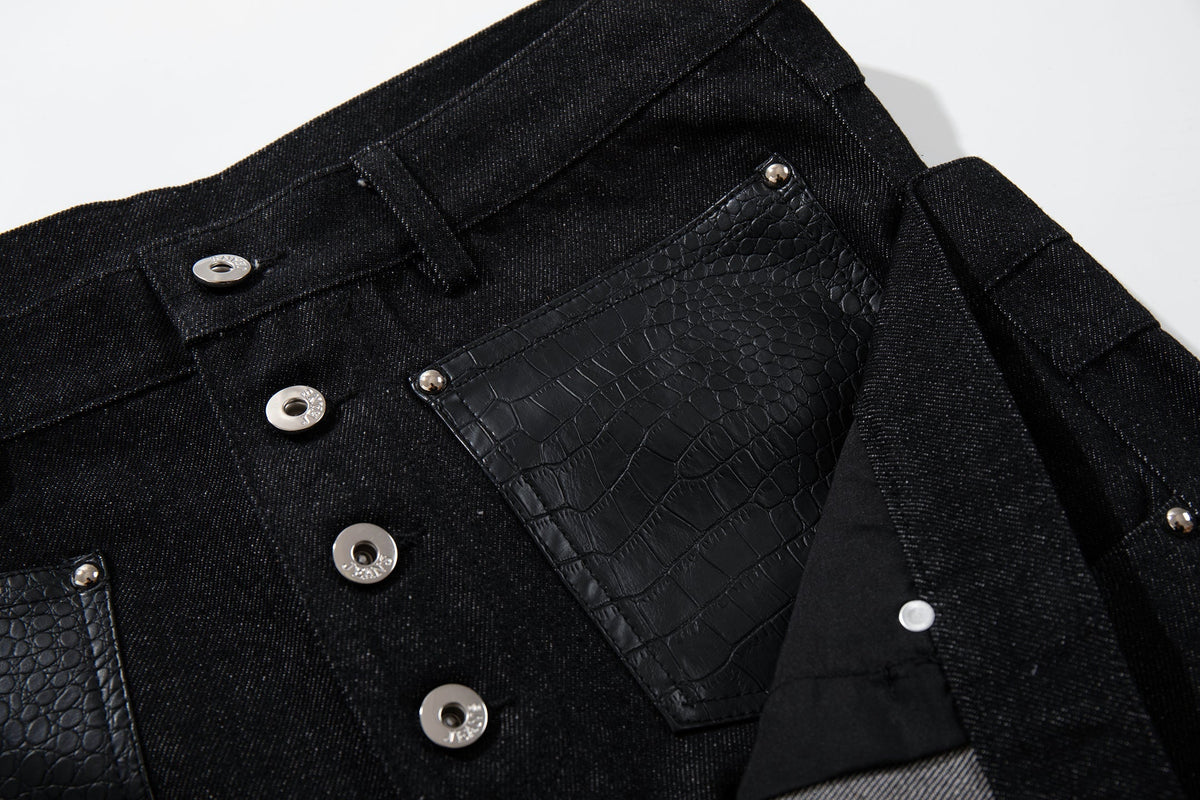 Pantalon en jean à jambe large et fermeture à boutons Madxmarx