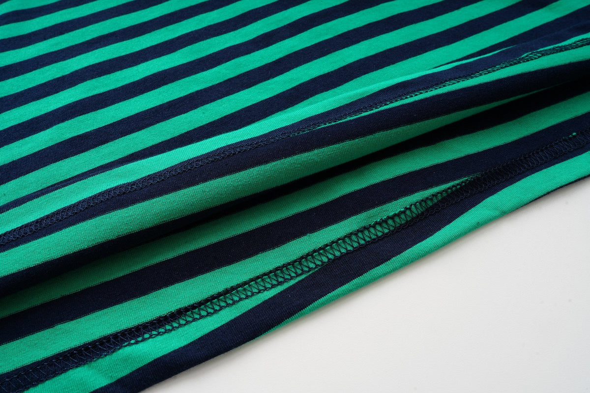 Madxmarx Green Striped Long Sleeve Tee