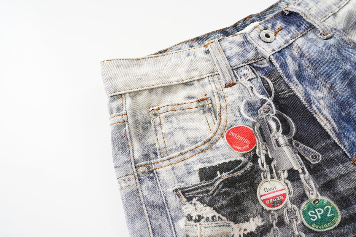 Madxmarx Distressed Patchwork Jeans