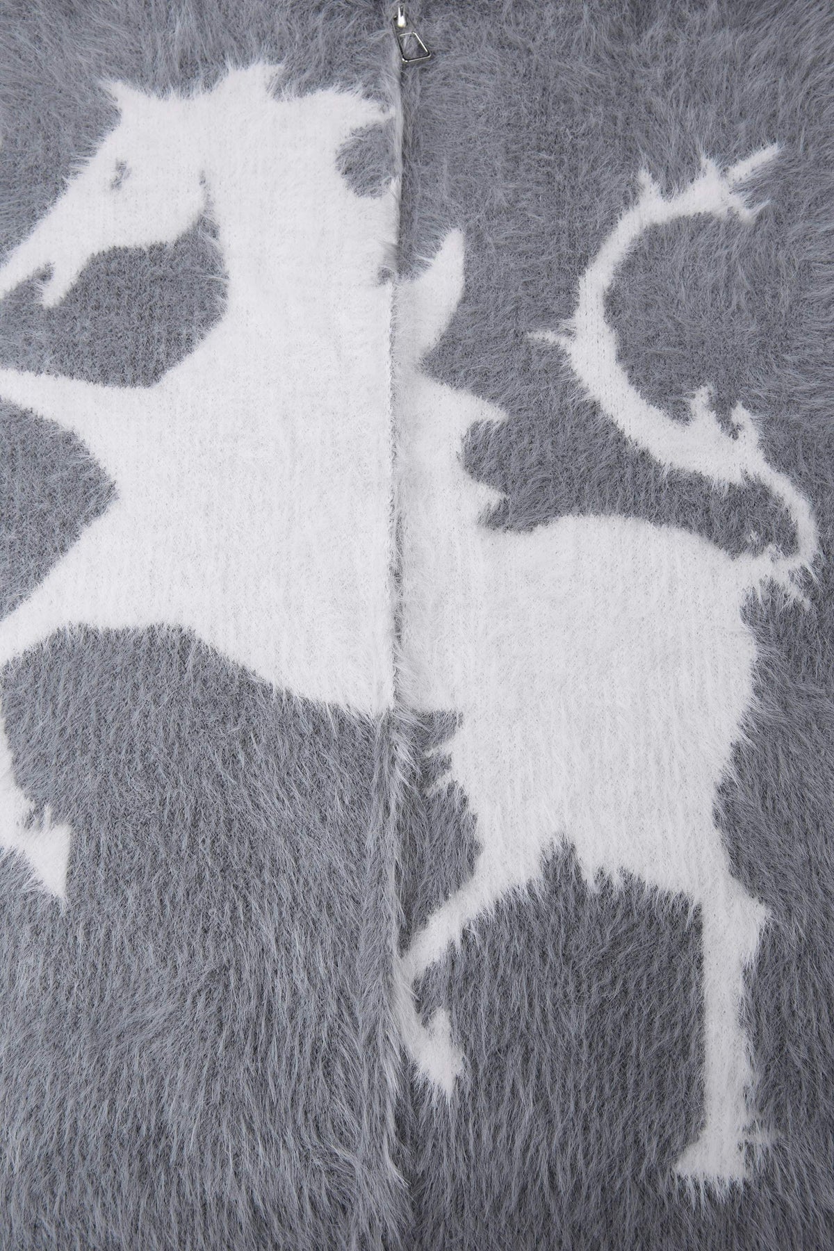 Madxmarx Fuzzy Graphic Zip-Up Sweater