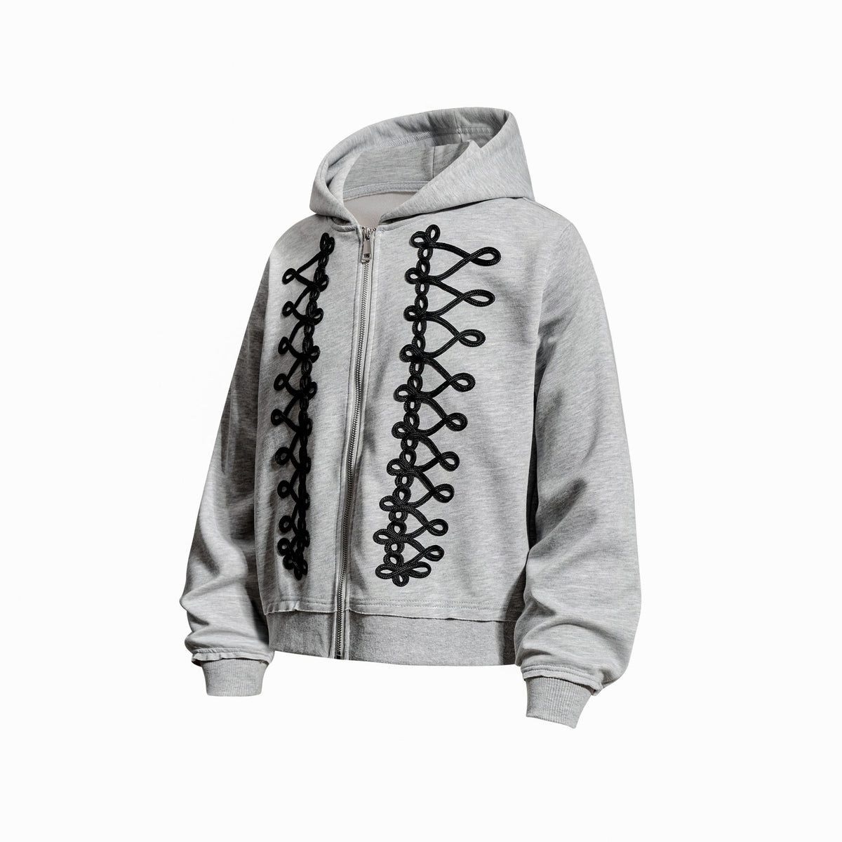 Madxmarx Braided Detail Zip-Up Hoodie