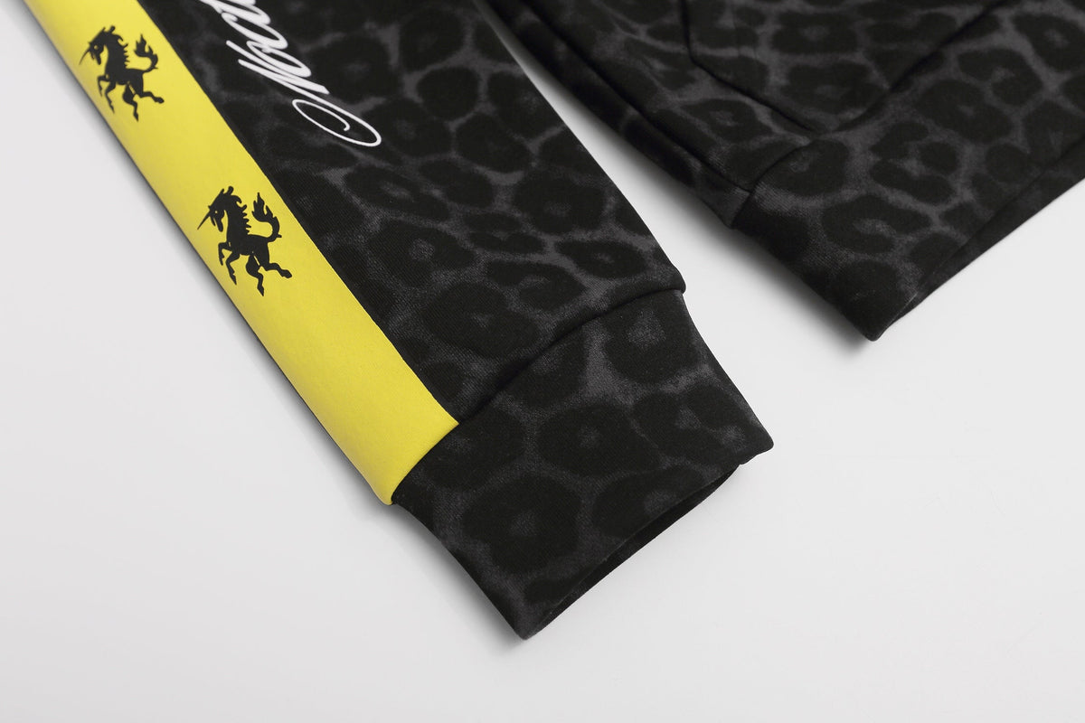 Madxmarx Leopard Stripe Crest Zip-Up Hoodie