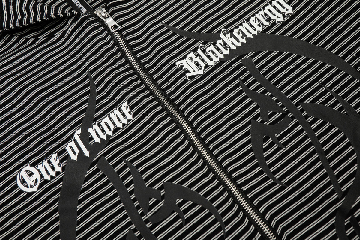 Madxmarx Striped Graphic Zip Hoodie