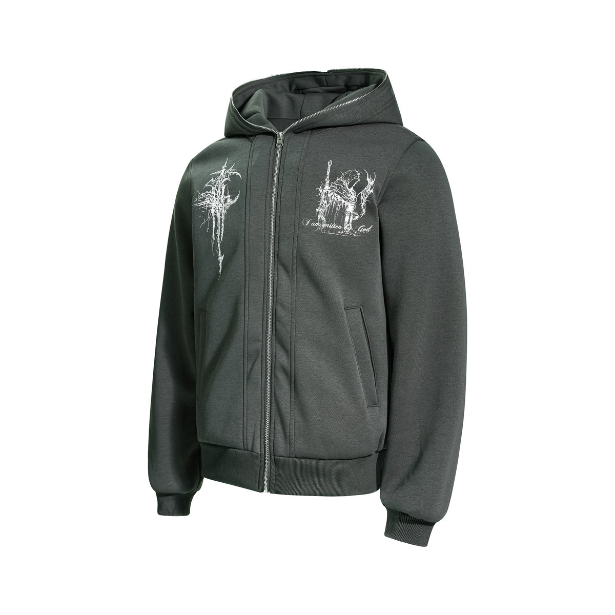 Madxmarx Gothic Line Art Zip Hoodie