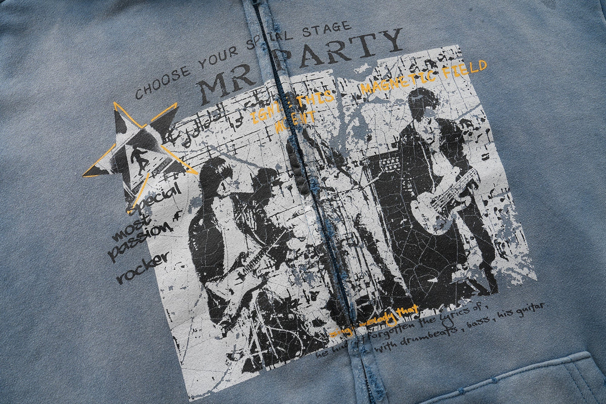 Madxmarx Vintage Graphic Zip-Up Hoodie