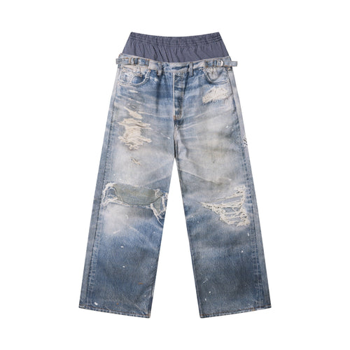 Jeans desgastados de cintura superpuesta Madxmarx - S / Azul