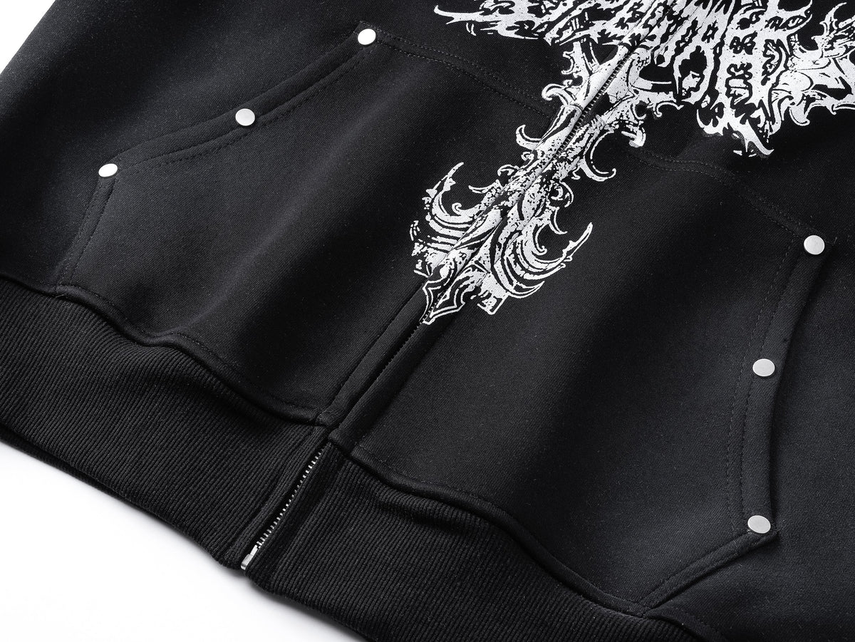 Madxmarx Gothic Cross Zip Hoodie
