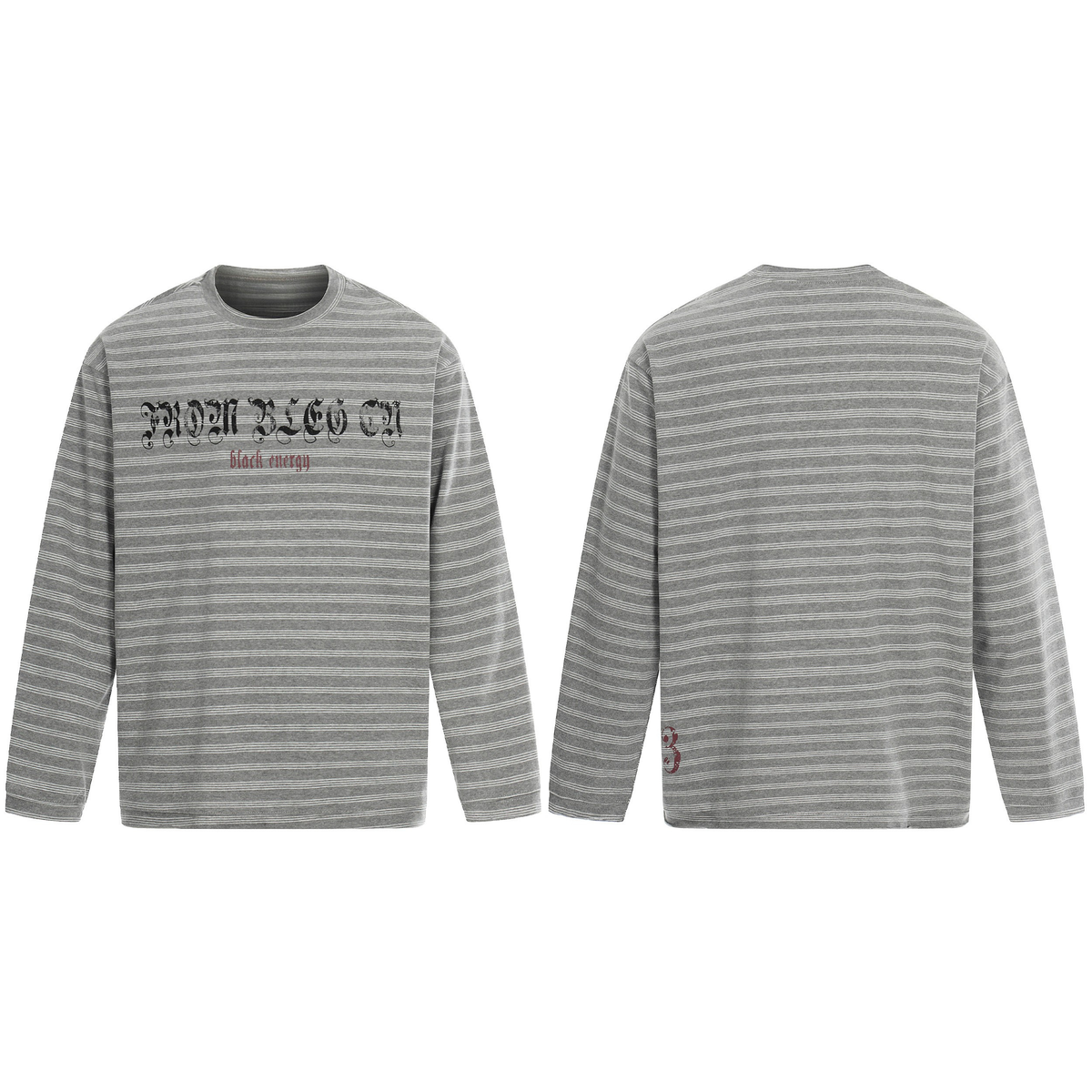 Madxmarx Striped Gothic Logo Long Sleeve Tee