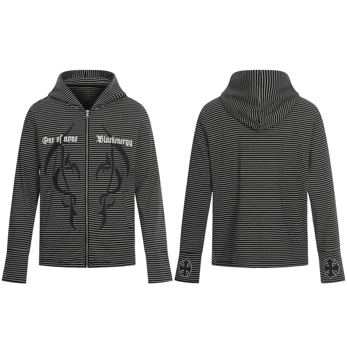 Madxmarx Striped Graphic Zip Hoodie