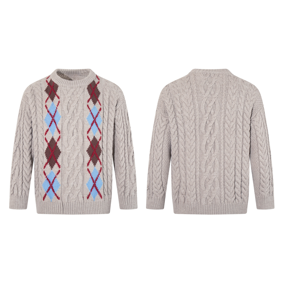 Madxmarx Argyle Cable Knit Sweater