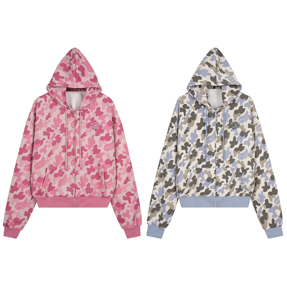Madxmarx Camo Graphic Zip-Up Hoodie