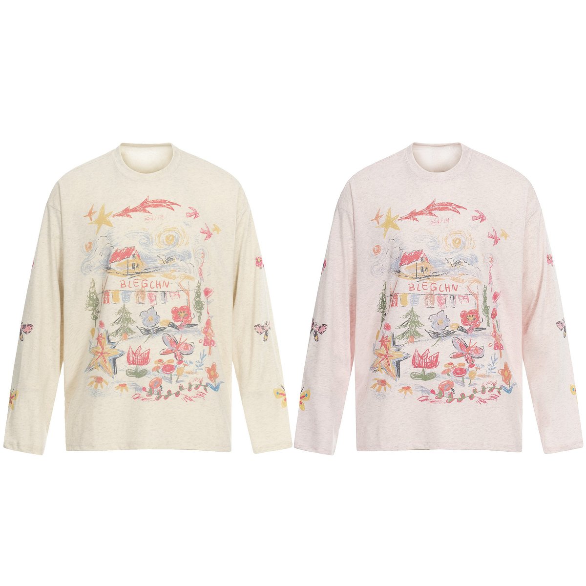 Madxmarx Hand-Drawn Art Graphic Long Sleeve Tee