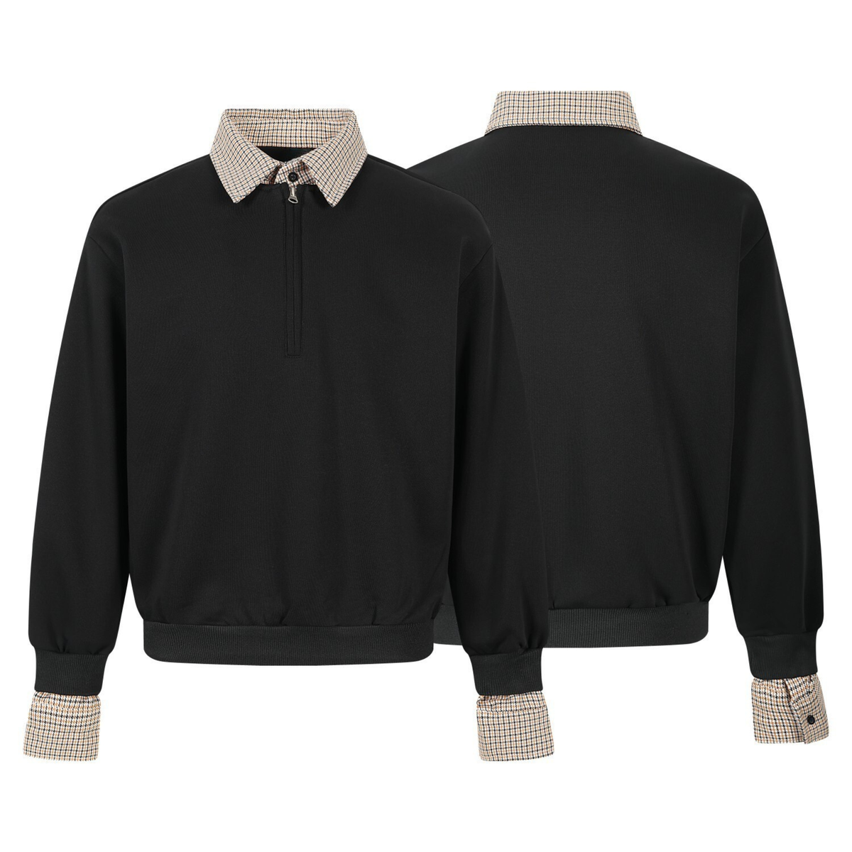 Madxmarx Layered Collar Half-Zip Pullover