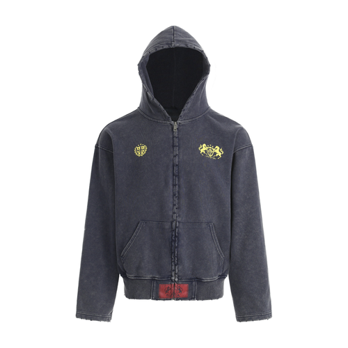 Madxmarx Vintage Crest Zip Hoodie - S / Blue