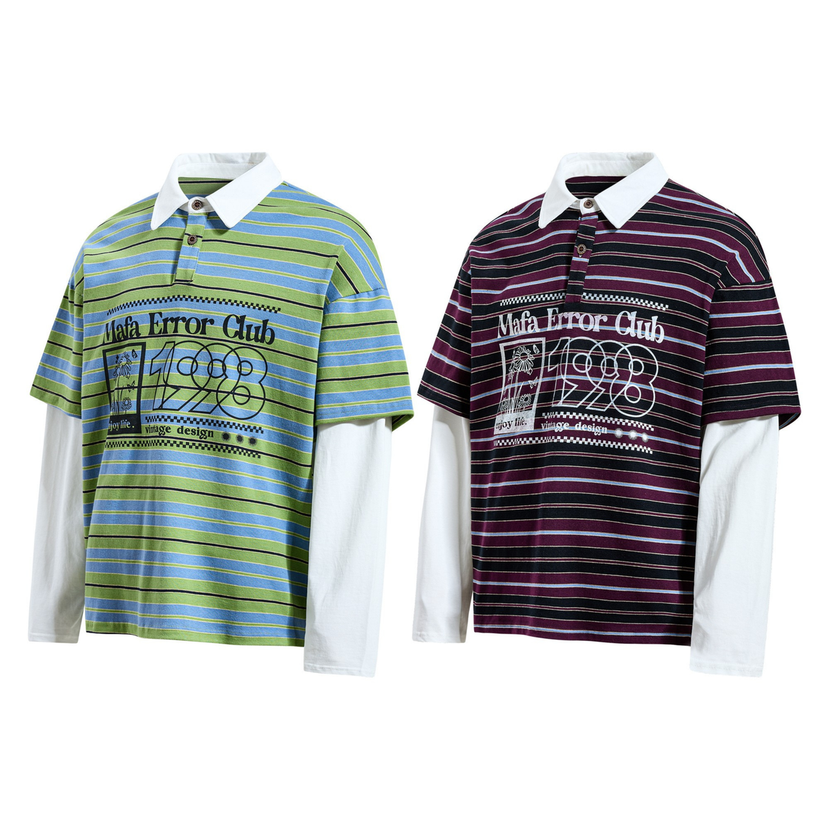 Madxmarx Striped Graphic Layered Polo